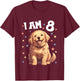 Kids 8 Years old 8th birthday Golden Retrievers Golden Retriever T-Shirt - T-Shirt | Maroon
