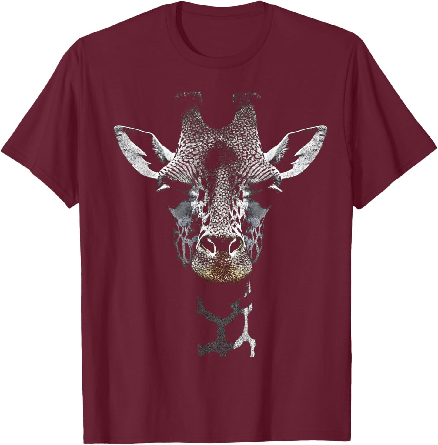 Giraffe Lover Animal Art Portrait Graphic Giraffe T-Shirt - T-Shirt | Maroon