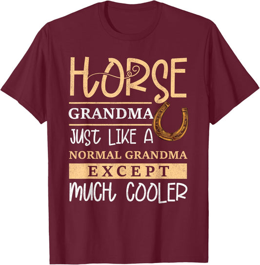 Horse Grandma Horse Owner Grandmother Horse Riding T-Shirt - T-Shirt | Maroon