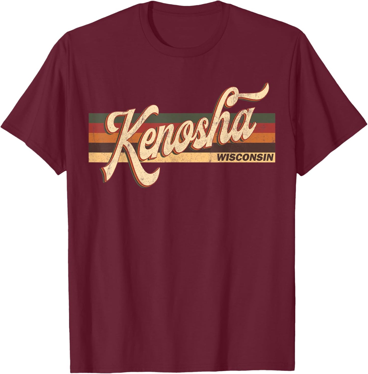 kenosha Wisconsin - Retro 1970's 80'S Style T-Shirt - T-Shirt | Maroon