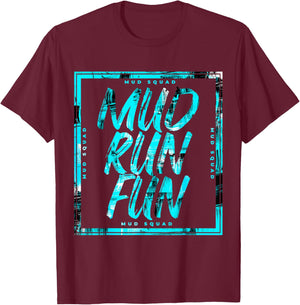 Mud Run Fun SQUAD Mudder BLUE Trail Running and Mudding T-Shirt - T-Shirt | Maroon