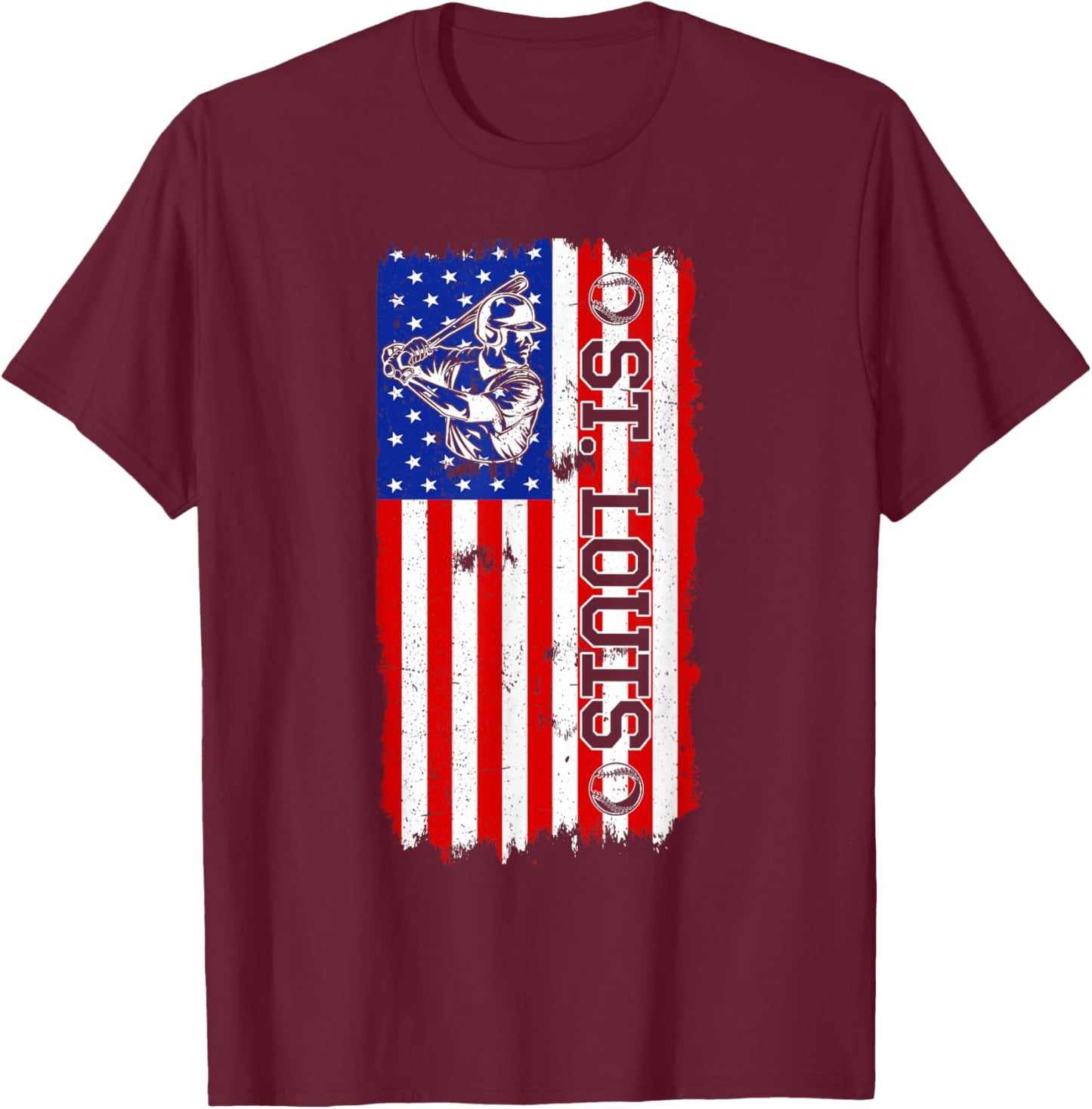 Vintage Style St. Louis Baseball and Men T-Shirt - T-Shirt | Maroon