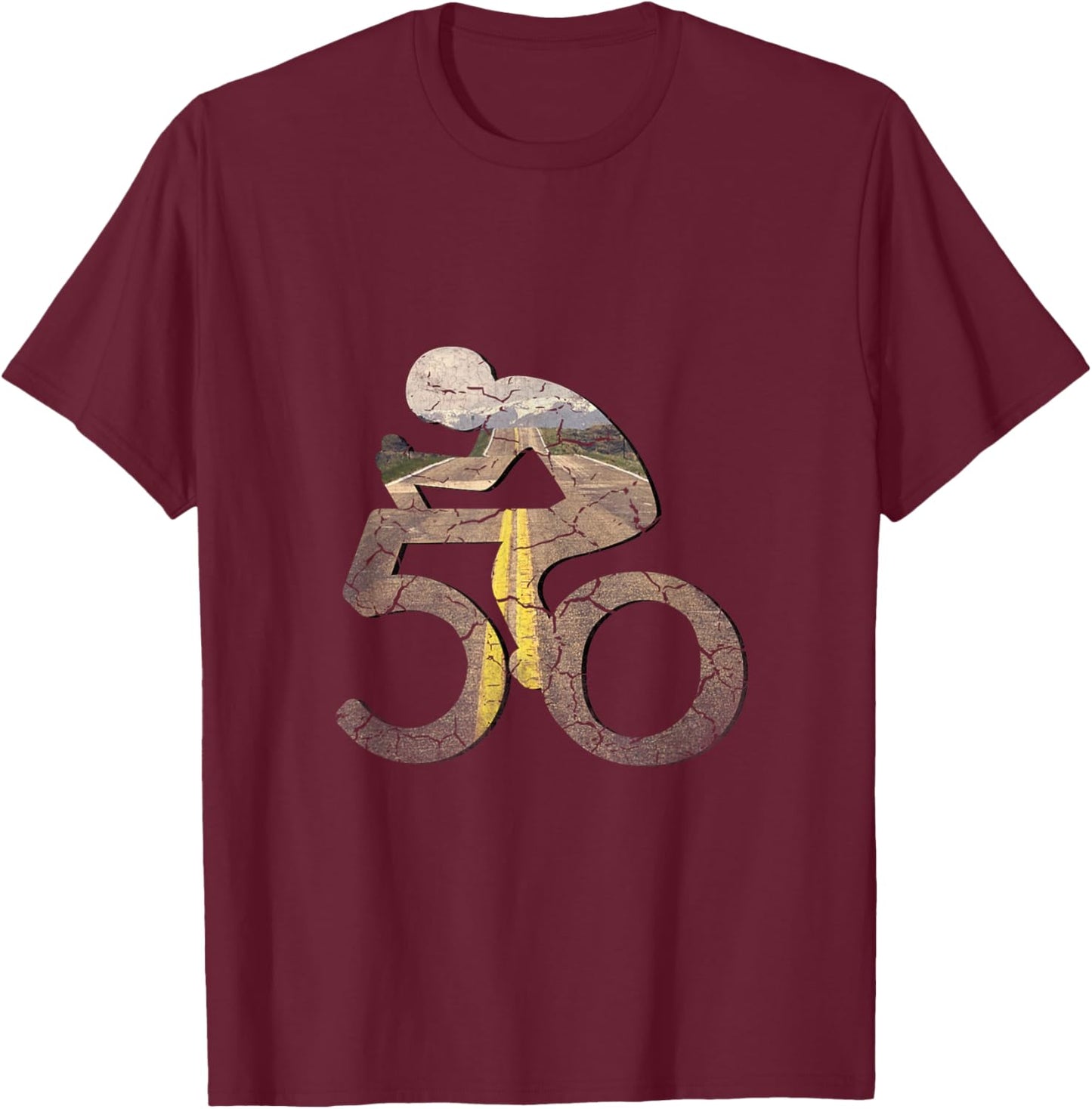 50th Birthday Cycle for Cyclist Tour Bike Lover Cycling T-Shirt - T-Shirt | Maroon