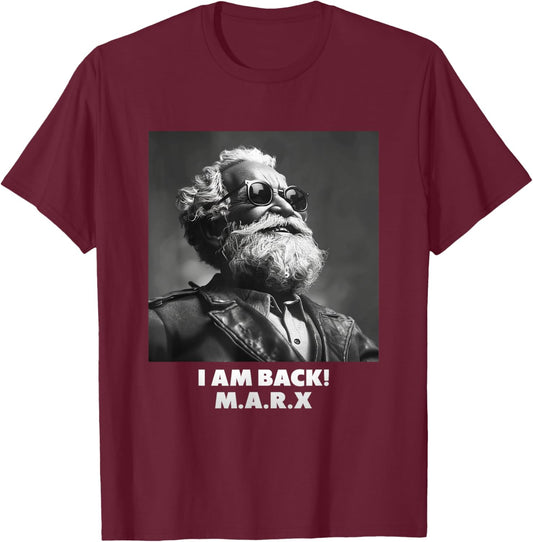 I AM BACK, Karl Marx, Communist, Cool Marx , Black, S T-Shirt - T-Shirt | Maroon