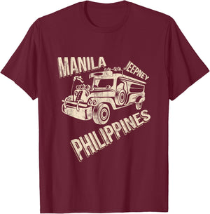Manila Retro Philippines Jeepney T-Shirt - T-Shirt | Maroon