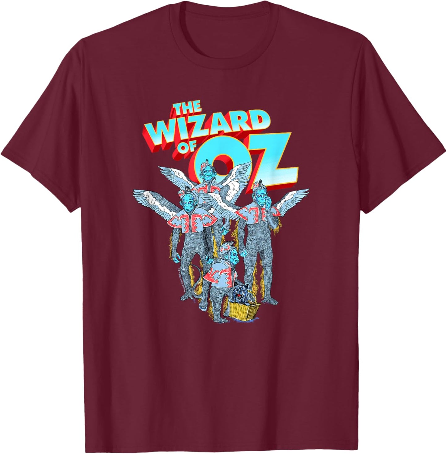 WB100 The Wizard Of Oz Winged Monkeys Groovy Poster T-Shirt - T-Shirt | Maroon