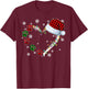 Funny Dog Cat Paws Print Heart Santa Hat Christmas Pajamas T-Shirt - T-Shirt | Maroon