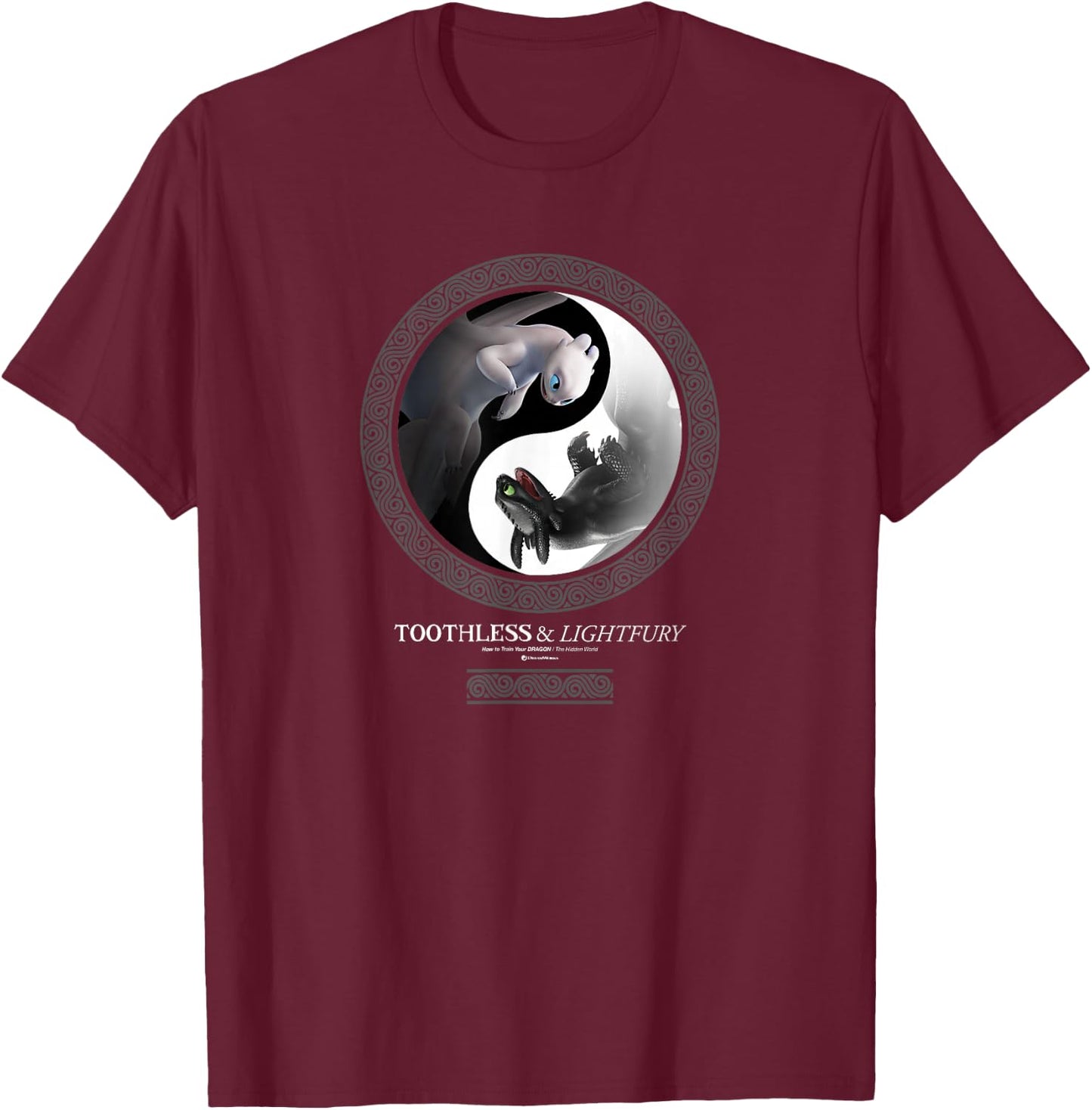 How to Train Your Dragon 3 Yin Yang Dragon T-Shirt - T-Shirt | Maroon