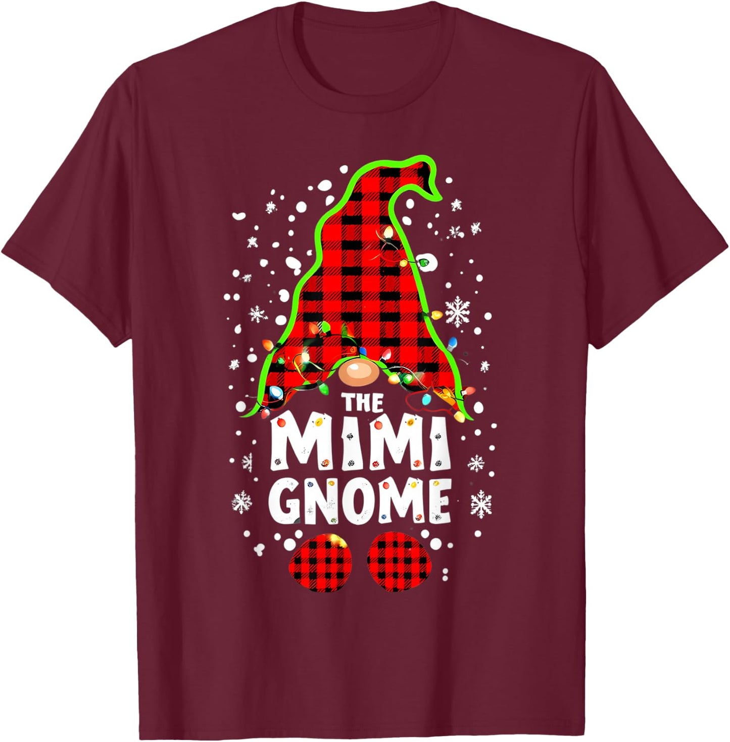 The Mimi Gnome Matching Family Christmas Outfit Group Xmas T-Shirt - T-Shirt | Maroon