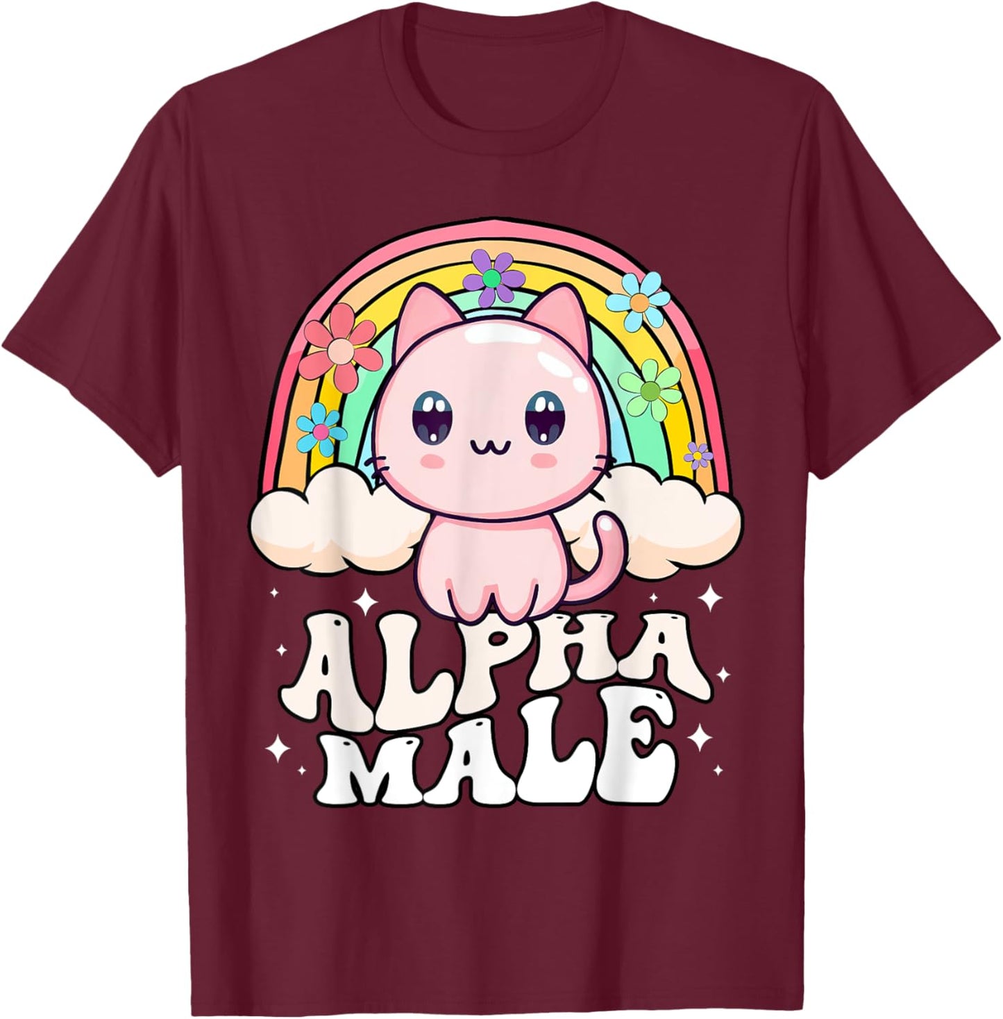 Alpha Male Cat Rainbow T-Shirt - T-Shirt | Maroon