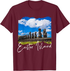 Retro Easter Island T-Shirt - T-Shirt | Maroon