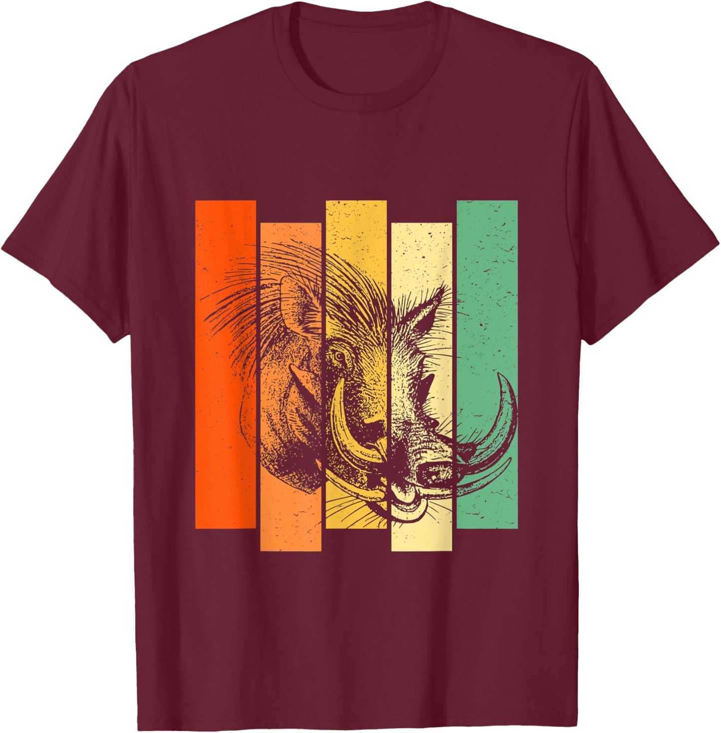 Warthog Africa Pig Wildlife Animal Retro Vintage T-Shirt - T-Shirt | Maroon