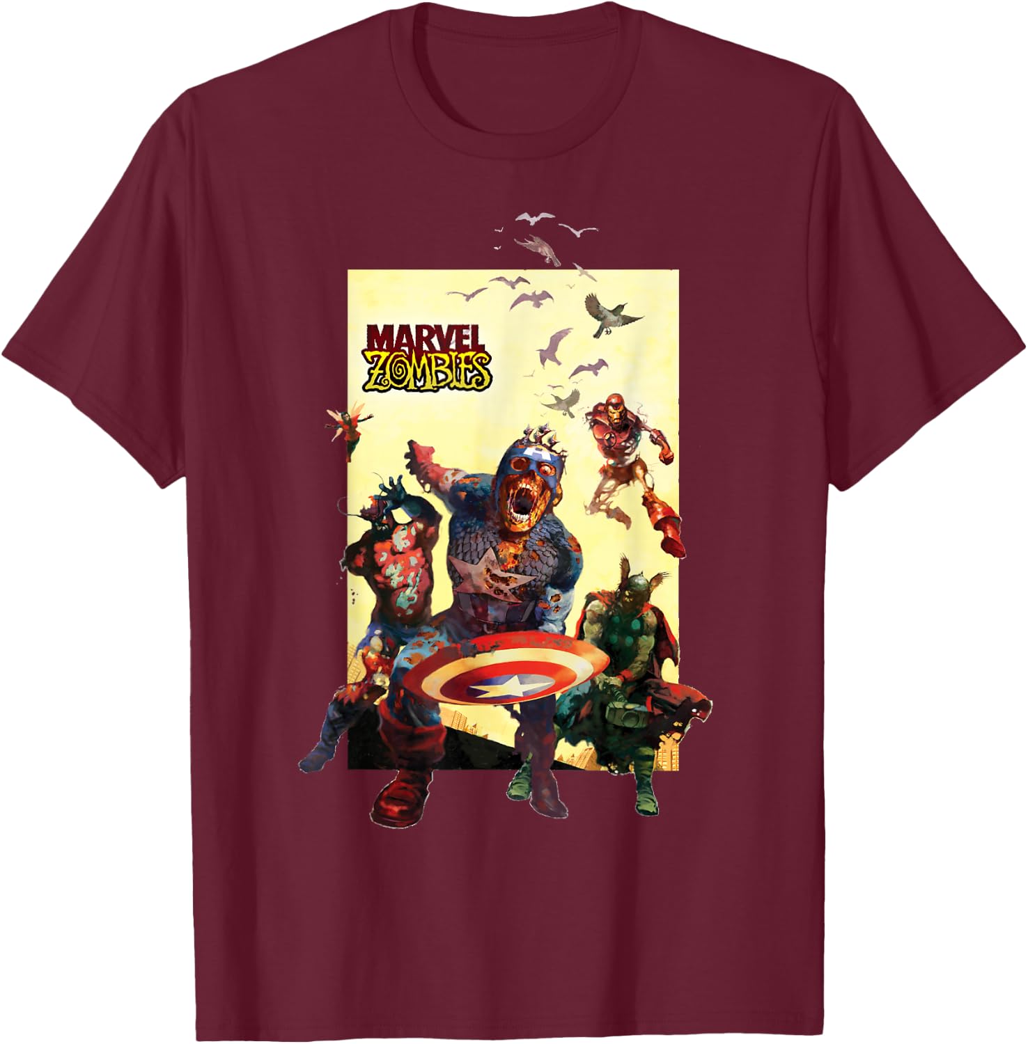 Marvel Zombies Avengers Group Shot Zombie T-Shirt - T-Shirt | Maroon