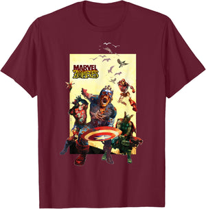 Marvel Zombies Avengers Group Shot Zombie T-Shirt - T-Shirt | Maroon