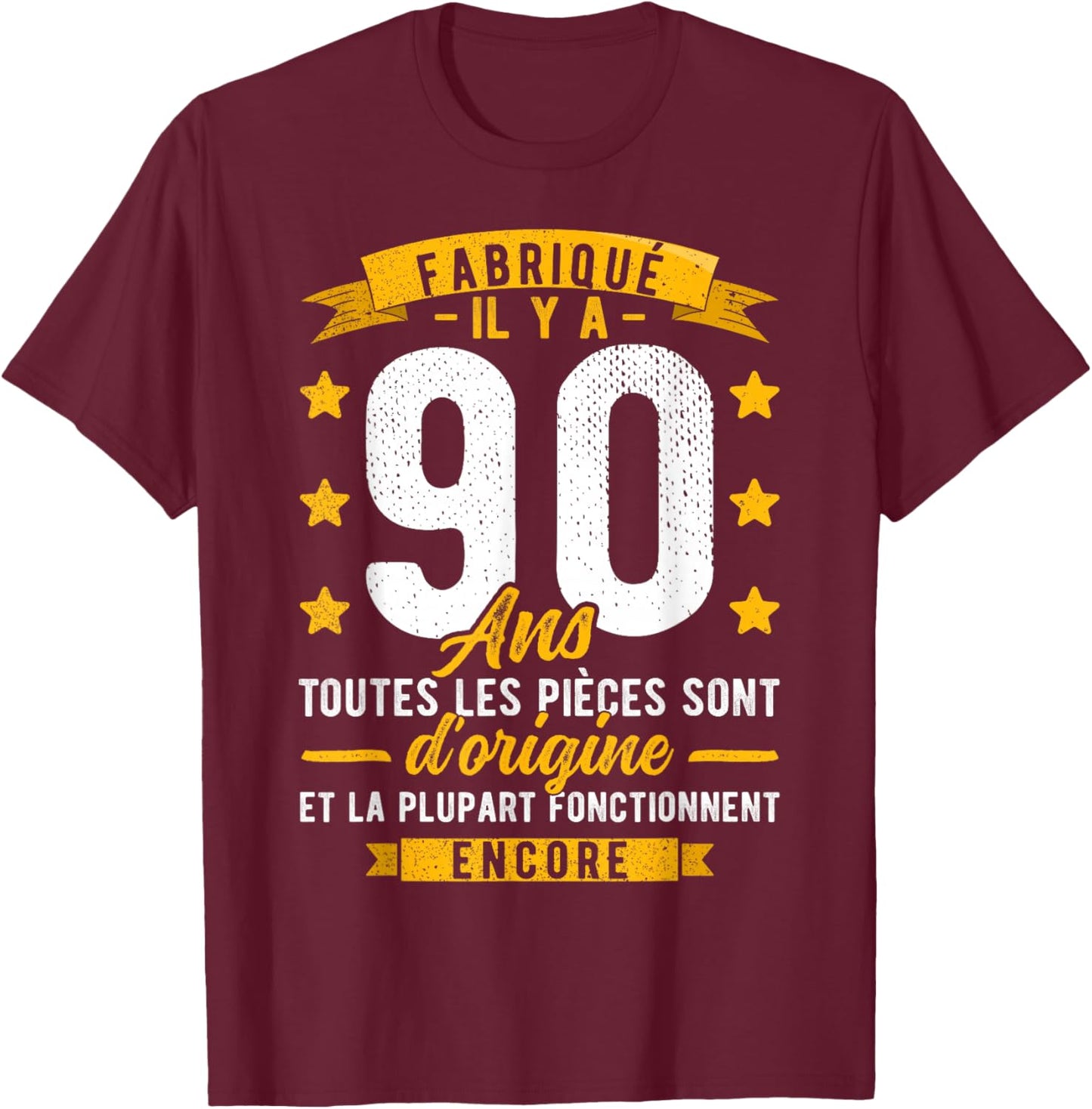 Made 90 Years Ago Birthday Man Joke 90 Years T-Shirt - T-Shirt | Maroon