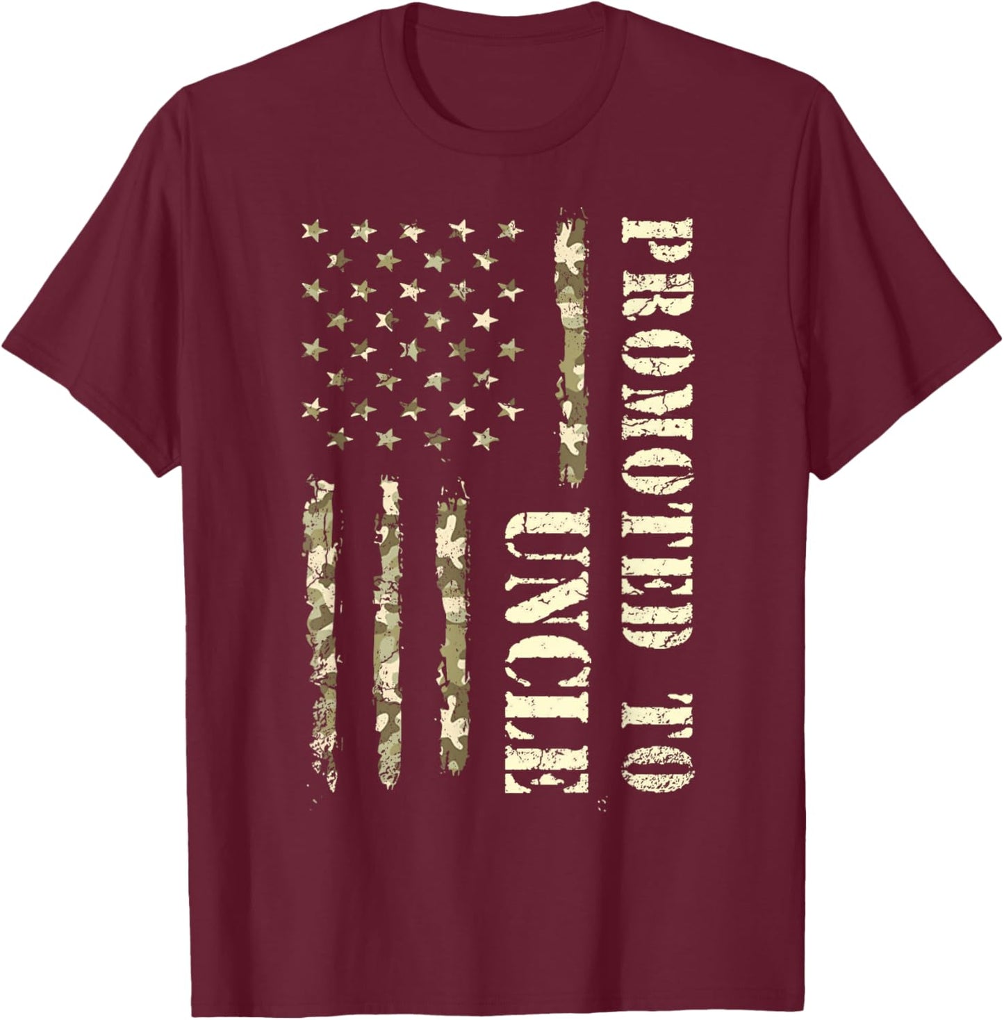 Promoted To Uncle, First Time Uncle American Flag Patriotic T-Shirt - T-Shirt | Maroon