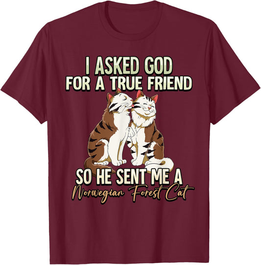 Norwegian Forest Cat Women Kids T-Shirt - T-Shirt | Maroon