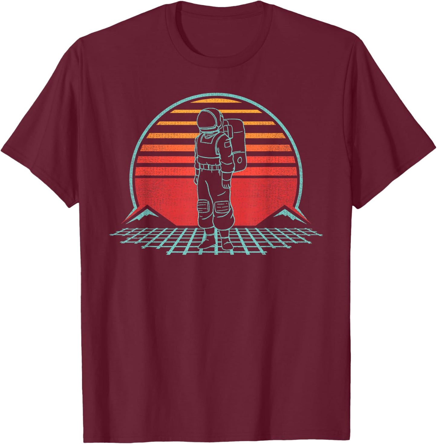 Astronaut Retro Spaceman Vintage 80s Style Gift T-Shirt - T-Shirt | Maroon