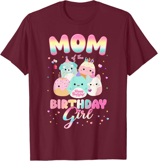Birthday Family Party Squish Squad Mom Of The Birthday Girl T-Shirt - T-Shirt | Maroon