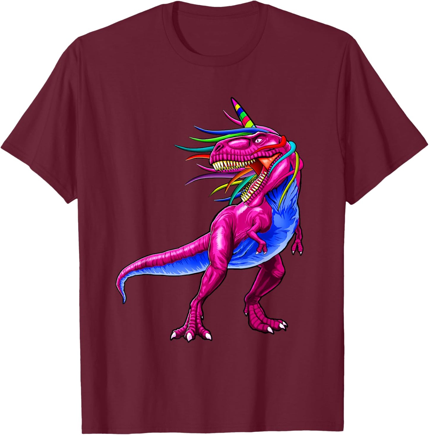 Unicorn Dinosaur T Rex Shirt Gift Women Men Kids Girl Boy T-Shirt - T-Shirt | Maroon