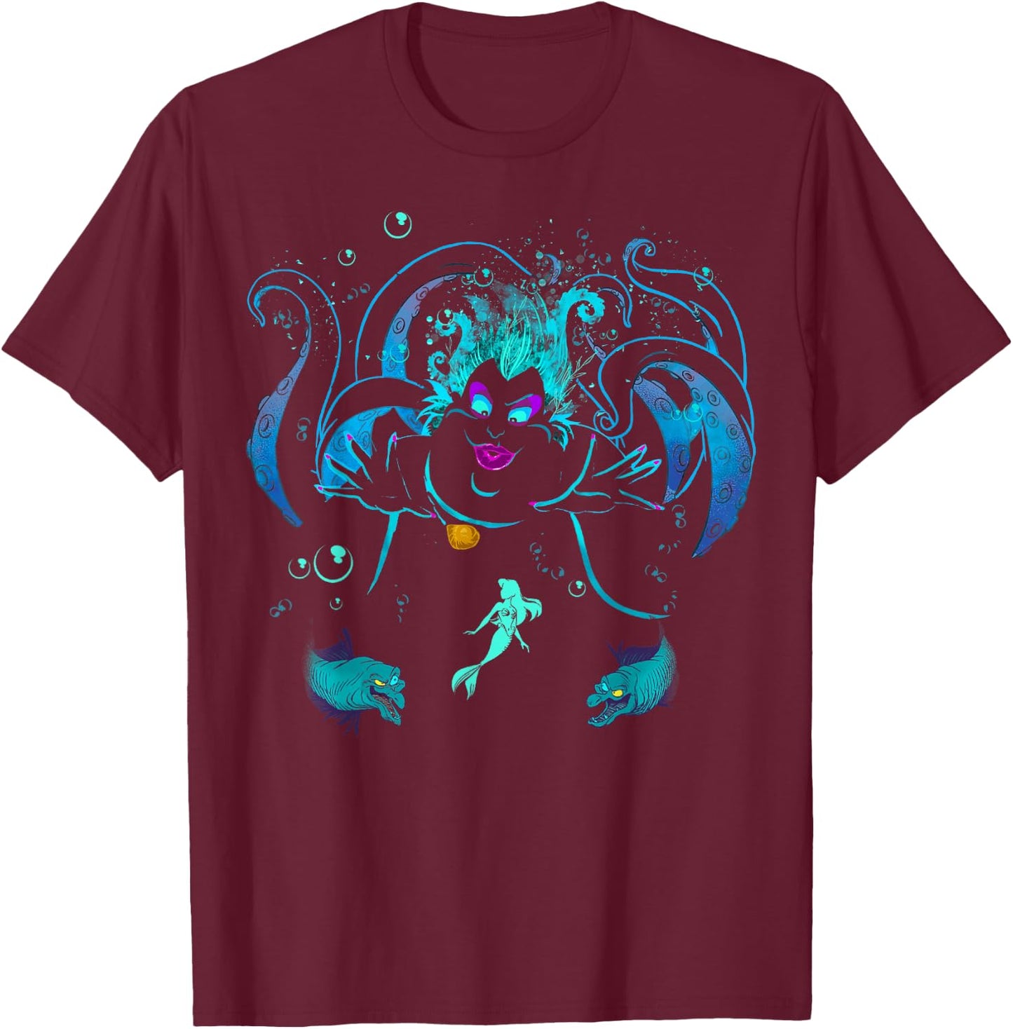 Disney The Little Mermaid Ursula Flotsam and Jetsam Small T-Shirt - T-Shirt | Maroon