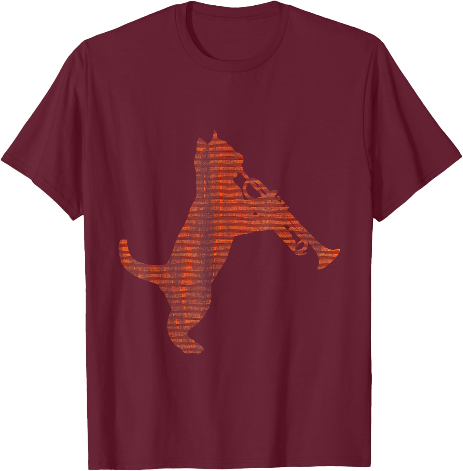 Cat Playing Trumpet T-Shirt - T-Shirt | Maroon