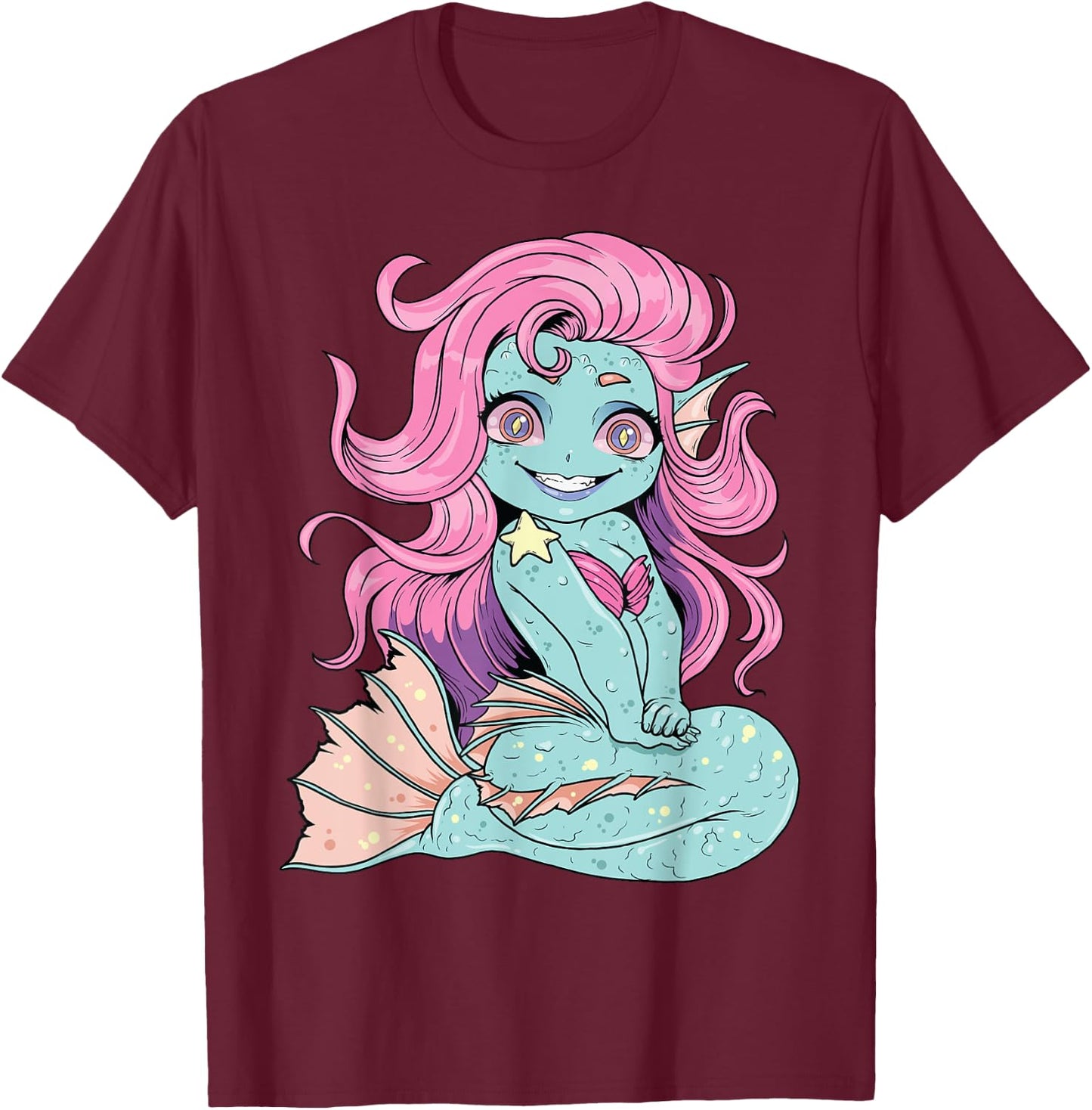 Pastel Goth Mermaid Shirt Kawaii Zombie Mermaid Cute Witchy T-Shirt - T-Shirt | Maroon