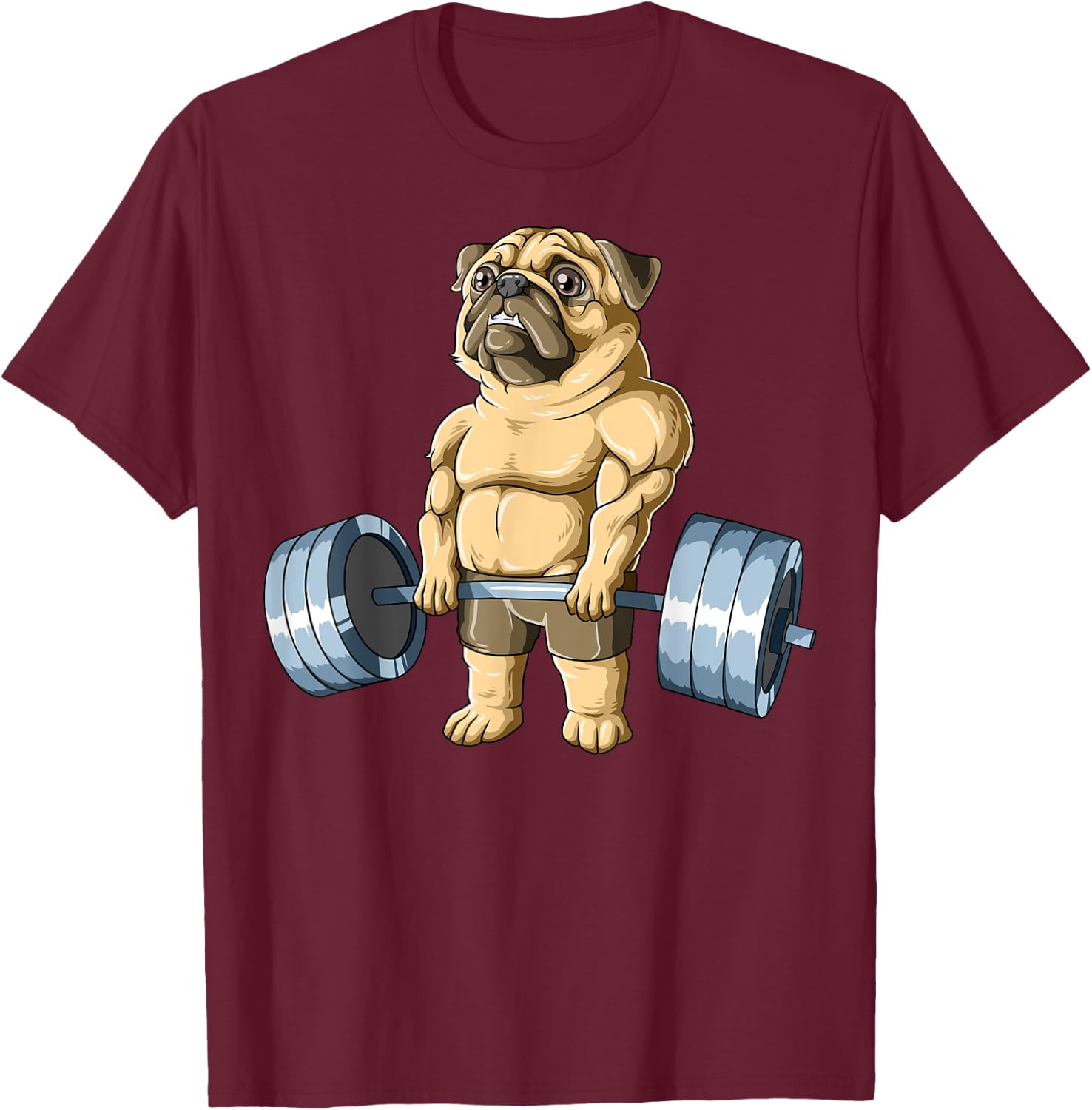 Weightlifting Pug Deadlifting Pug Powerlifting Workout Gym T-Shirt - T-Shirt | Maroon