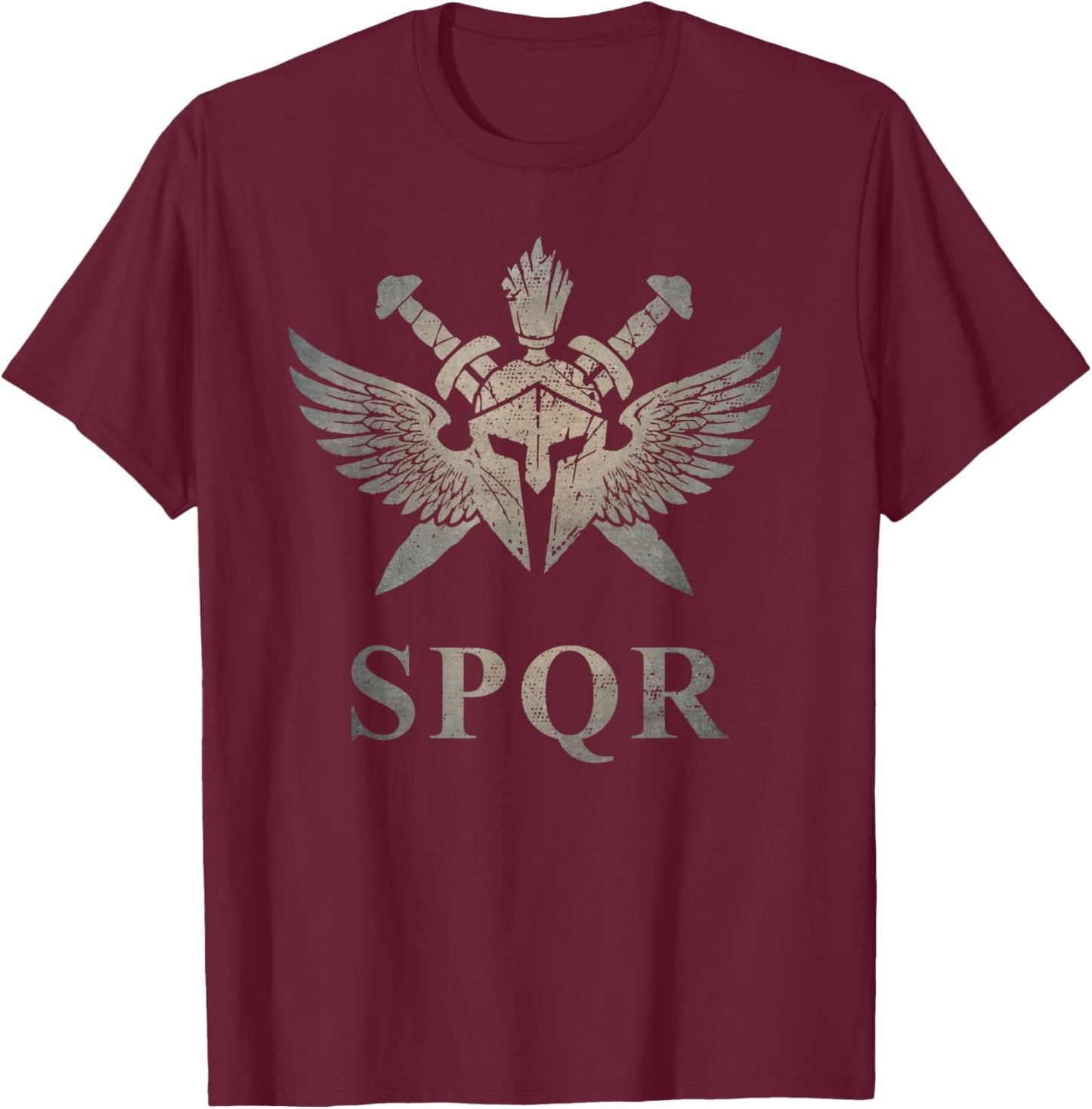SPQR Roman Legion Soldier Gladiator Swords Eagle Wing Helmet T-Shirt - T-Shirt | Maroon
