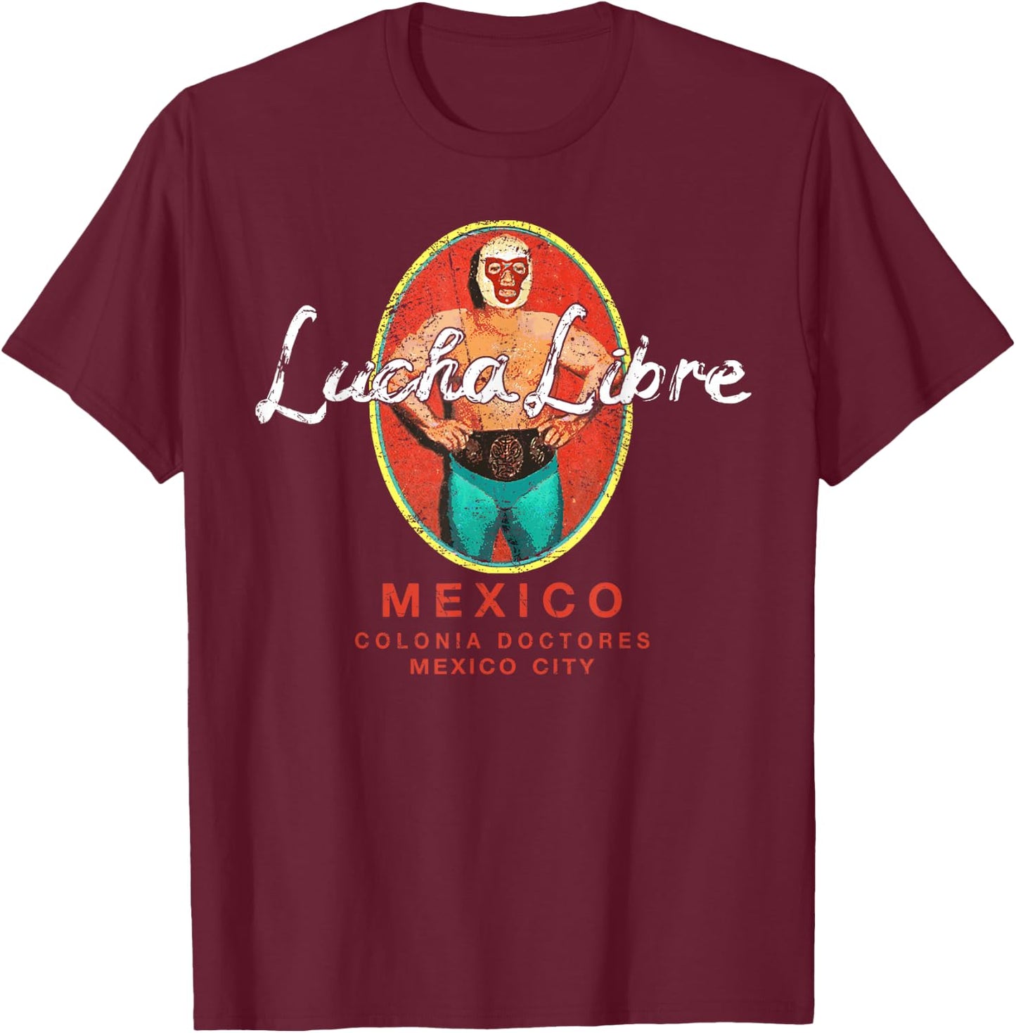 Lucha Libre Wrestling Vintage Luchador Wrestler Retro Small T-Shirt - T-Shirt | Maroon