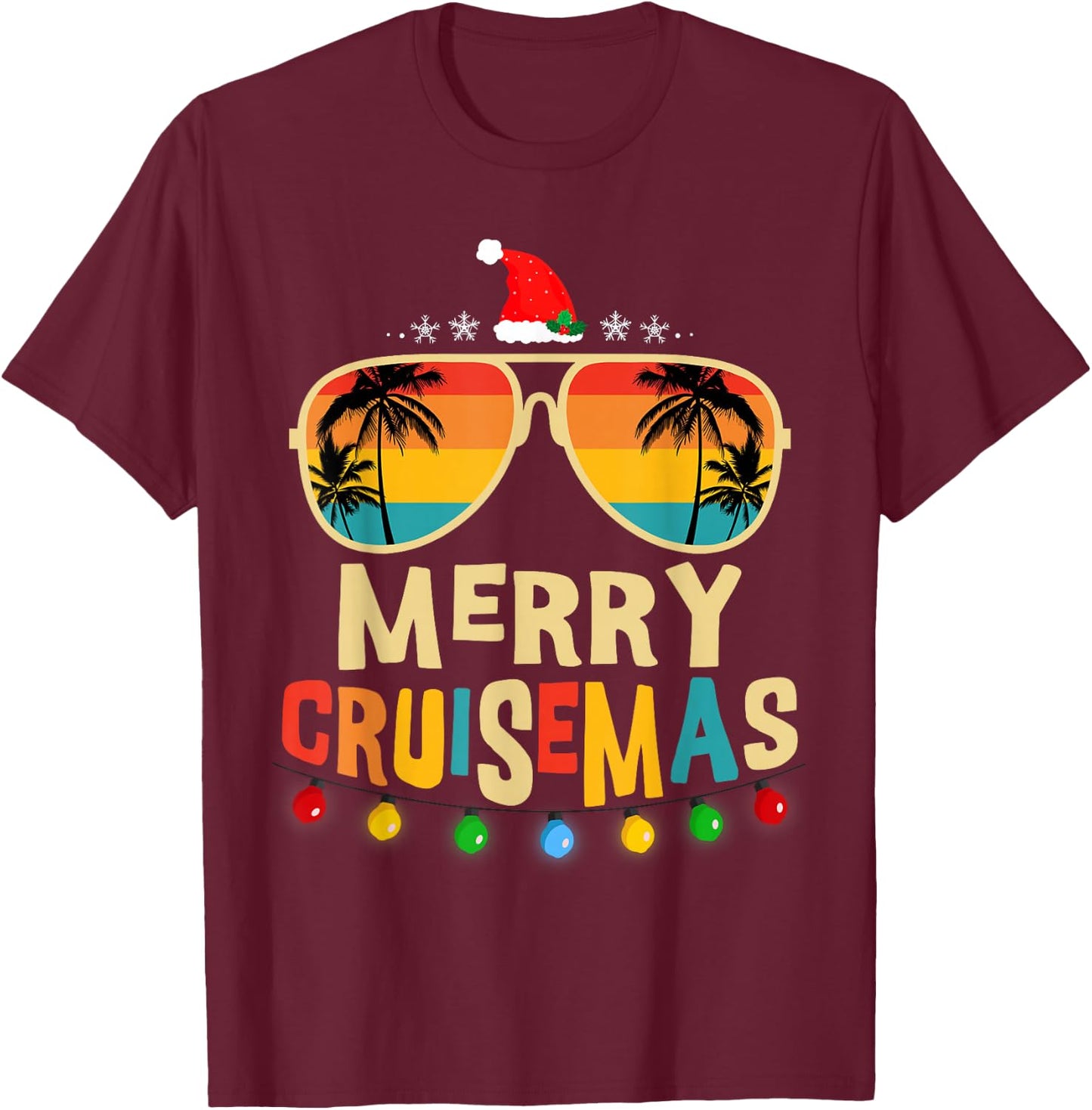 Merry Cruisemas 2025 Christmas Santa Reindeer Cruise T-Shirt - T-Shirt | Maroon