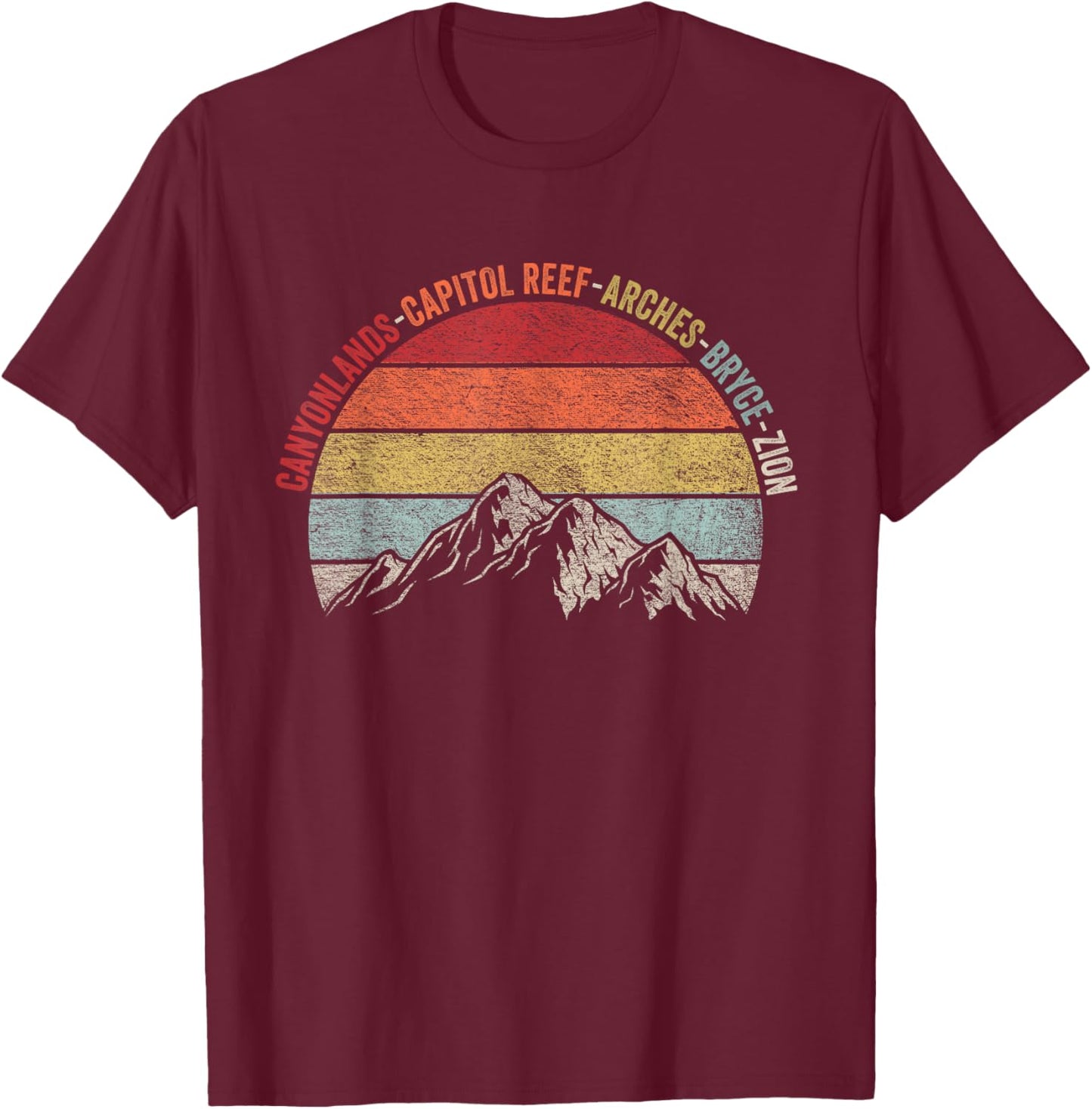 Vintage Utah Souvenir Big 5 Utah Mighty Five National Park T-Shirt - T-Shirt | Maroon