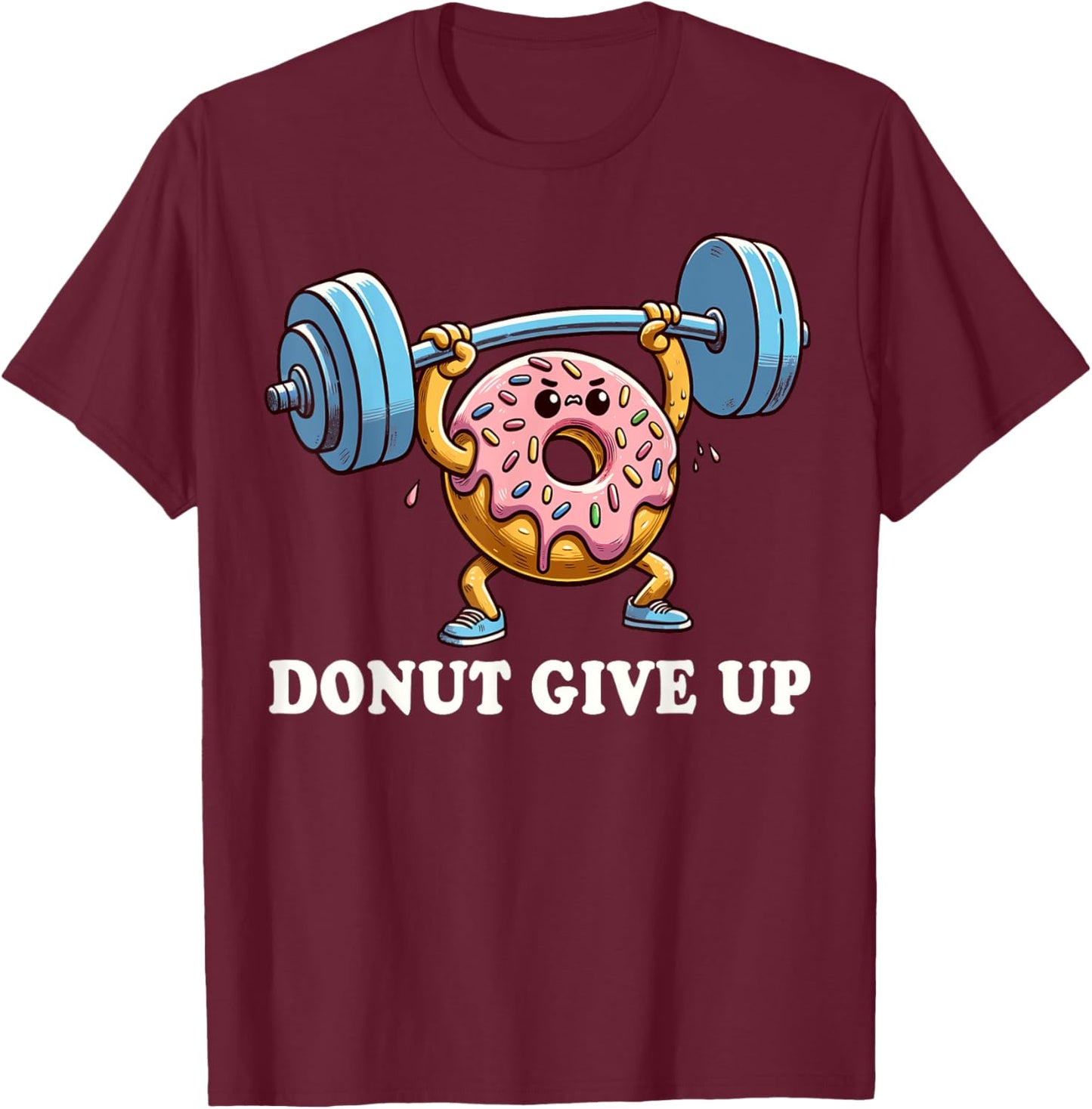 Weightlifting - Funny Fitness Workout Gym Donut Lover T-Shirt - T-Shirt | Maroon