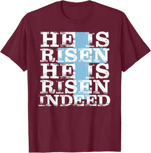 He is Risen Indeed Shirt Cute Easter Resurrection Sunday T-Shirt - T-Shirt | Maroon
