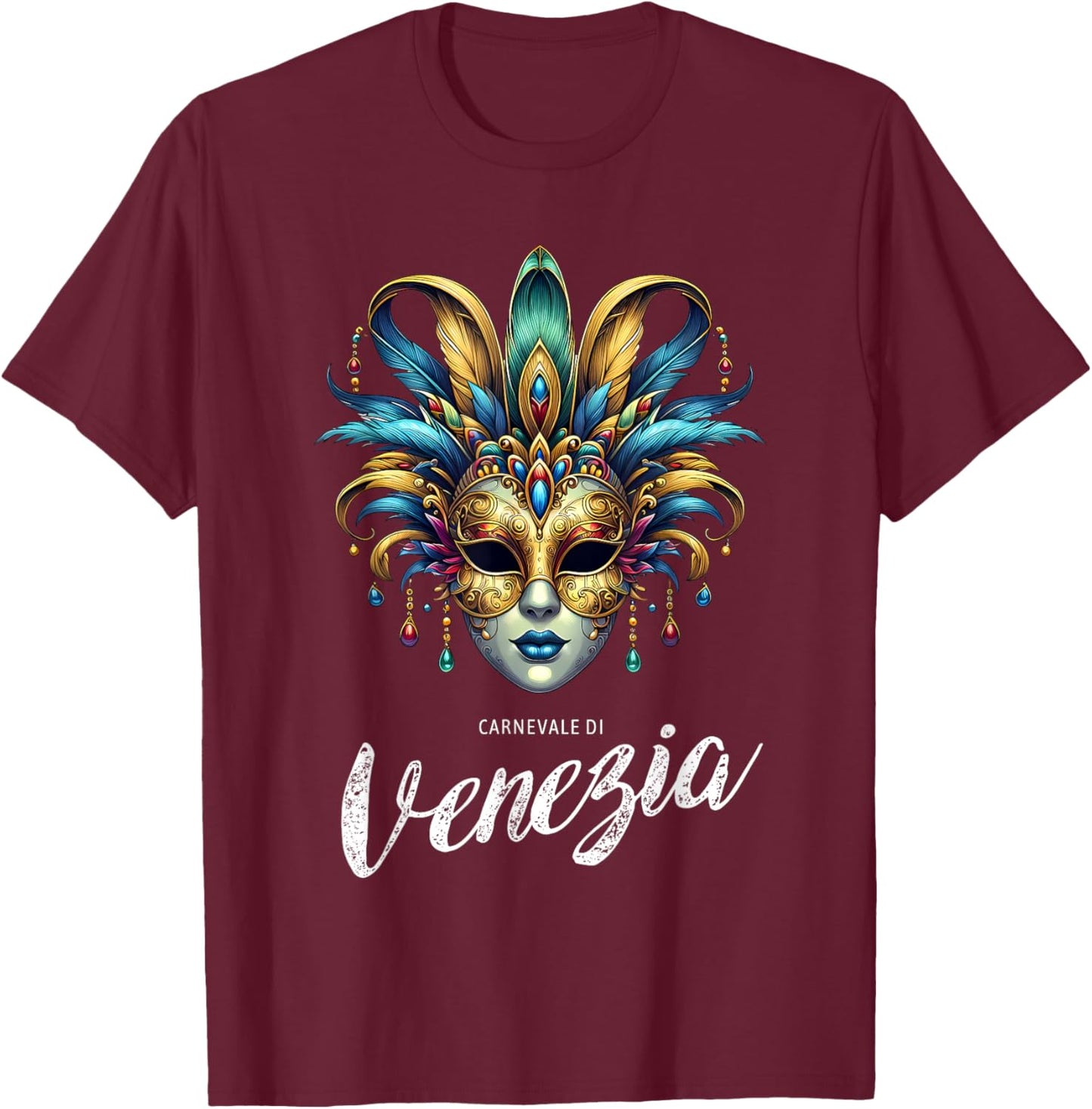 Carnevale di Venezia Carnival of Venice Traditional Mask T-Shirt - T-Shirt | Maroon