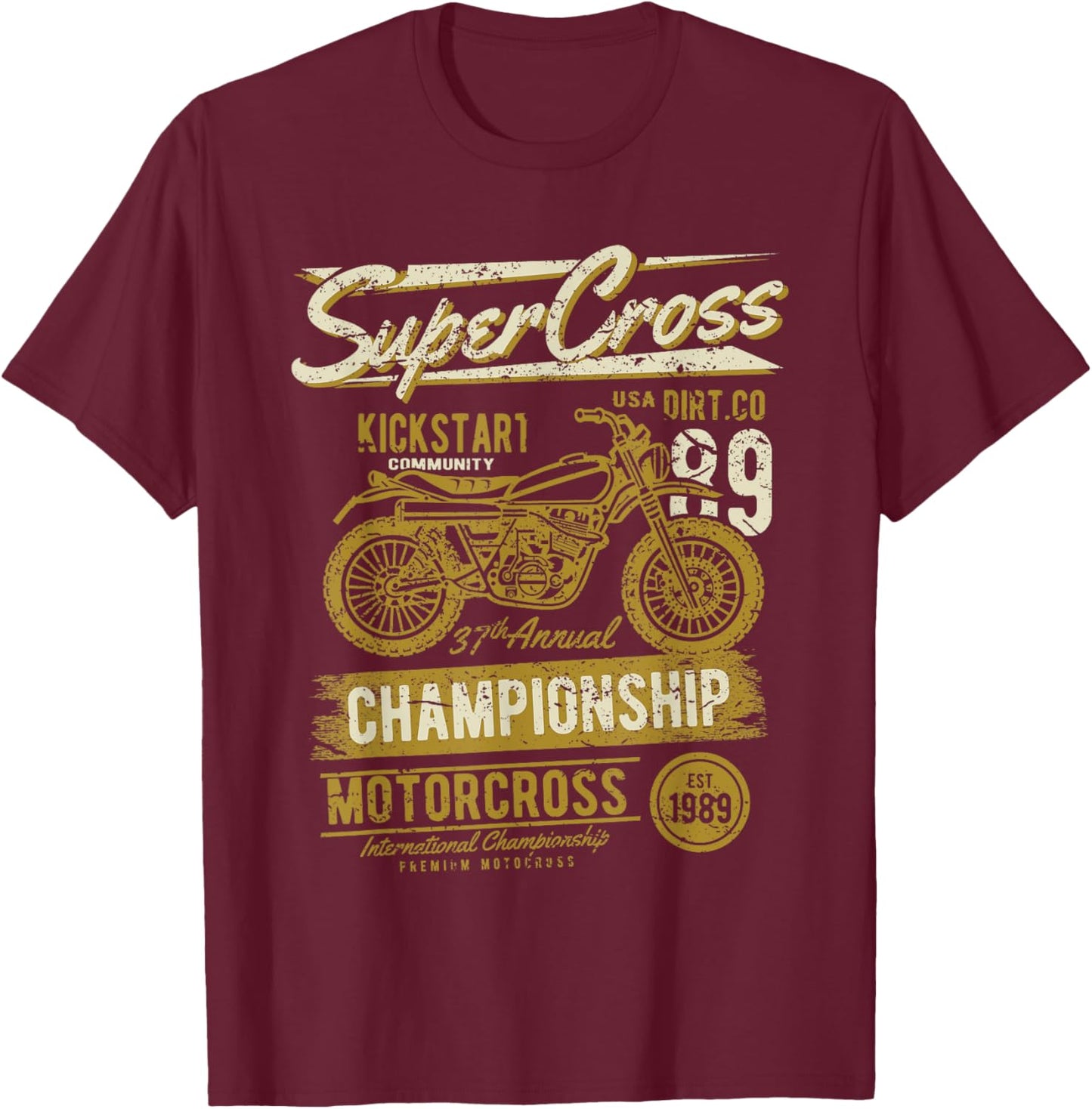 Retro Dirt Bike Supercross Motocross Vintage Design T-Shirt - T-Shirt | Maroon