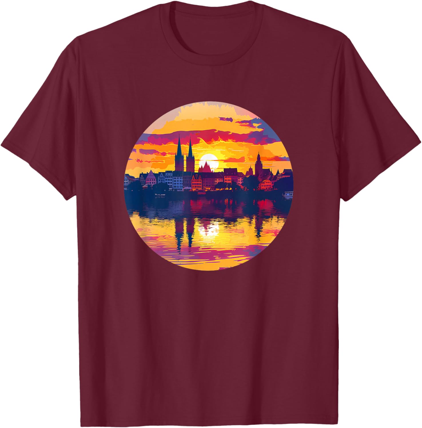 Tübingen Skyline T-Shirt - T-Shirt | Maroon