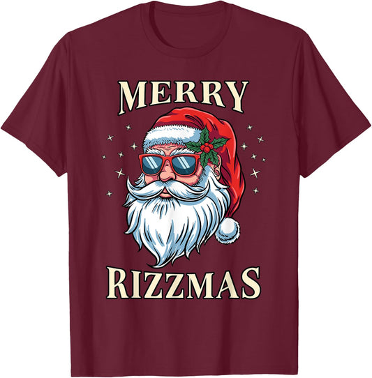 Merry Rizzmas Christmas Santa Claus Rizz Xmas Costume Funny T-Shirt - T-Shirt | Maroon