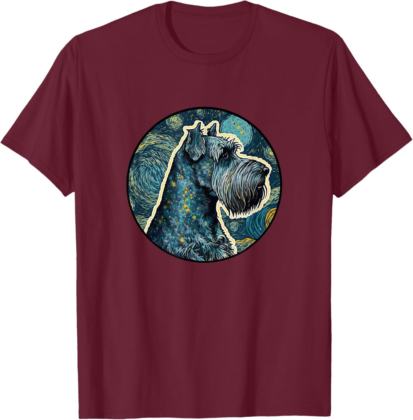 Standard Schnauzer Starry Night Painting Dog Mom Dad T-Shirt - T-Shirt | Maroon