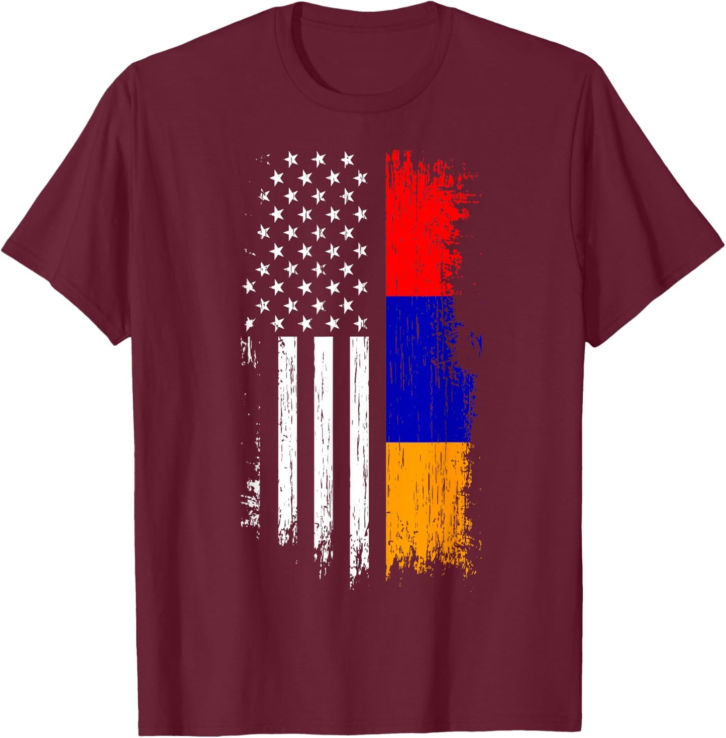 Armenian American Flag T Shirt - Pride Armenia USA T-Shirt - T-Shirt | Maroon