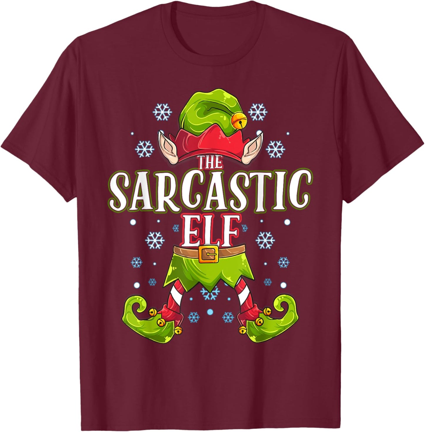 Sarcastic Elf Matching Family Group Christmas Party T-Shirt - T-Shirt | Maroon