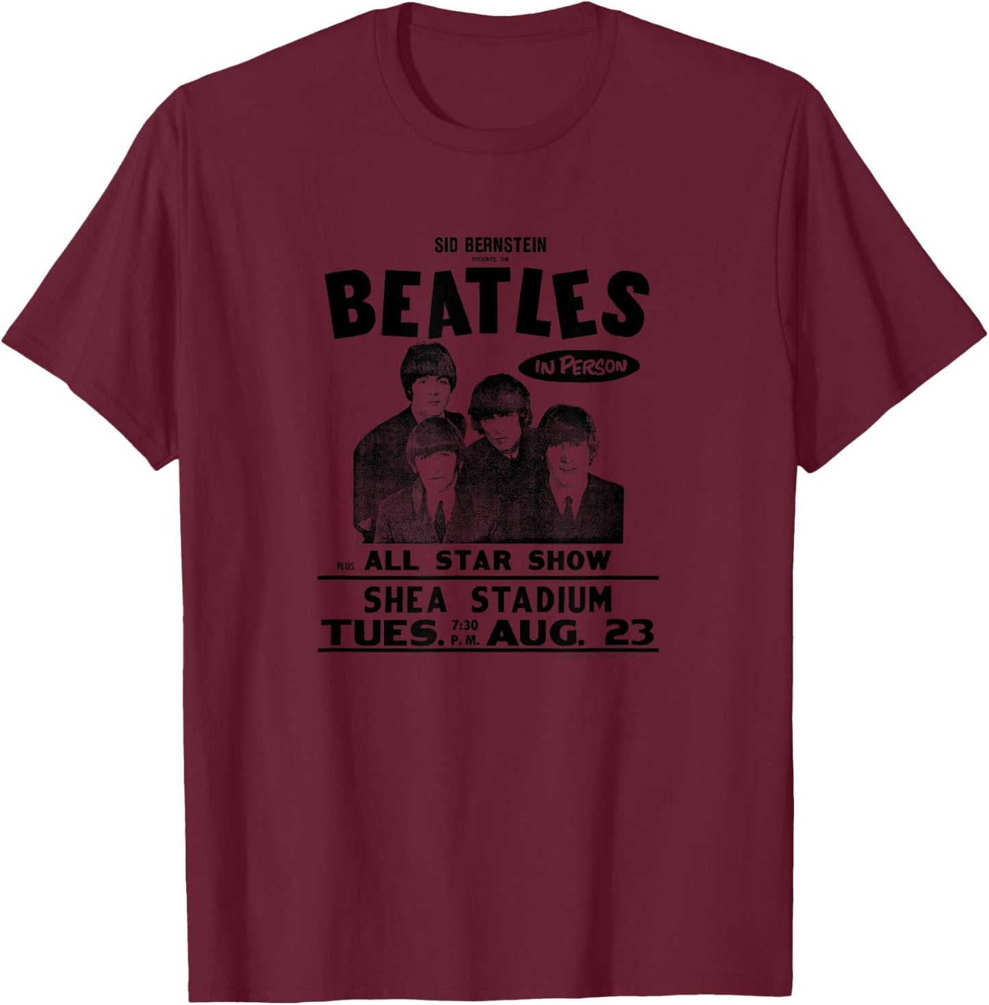 The Beatles - Shea Stadium Handbill T-Shirt - T-Shirt | Maroon