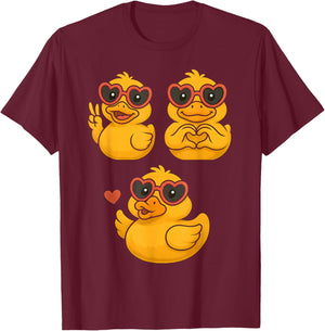 Rubber Duck Peace Heart Love Girl's Women's Rubber Duckie T-Shirt - T-Shirt | Maroon
