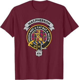 Macpherson Clan Badge Shirt - Scottish Tartan Shirt T-Shirt - T-Shirt | Maroon