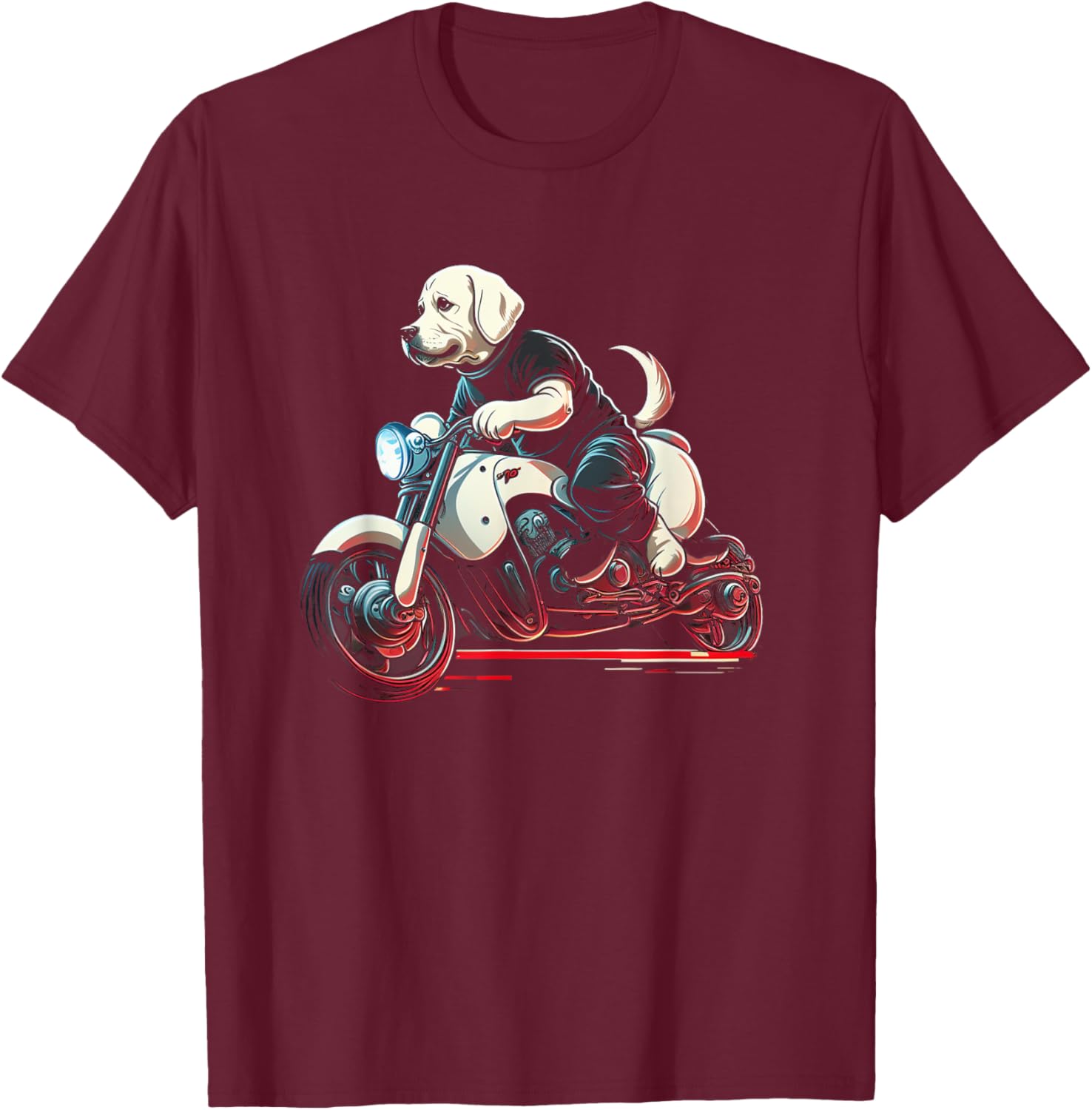 Dog rides motorcycle Labrador rides motorcycle Motorcyclist Women Kids T-Shirt - T-Shirt | Maroon