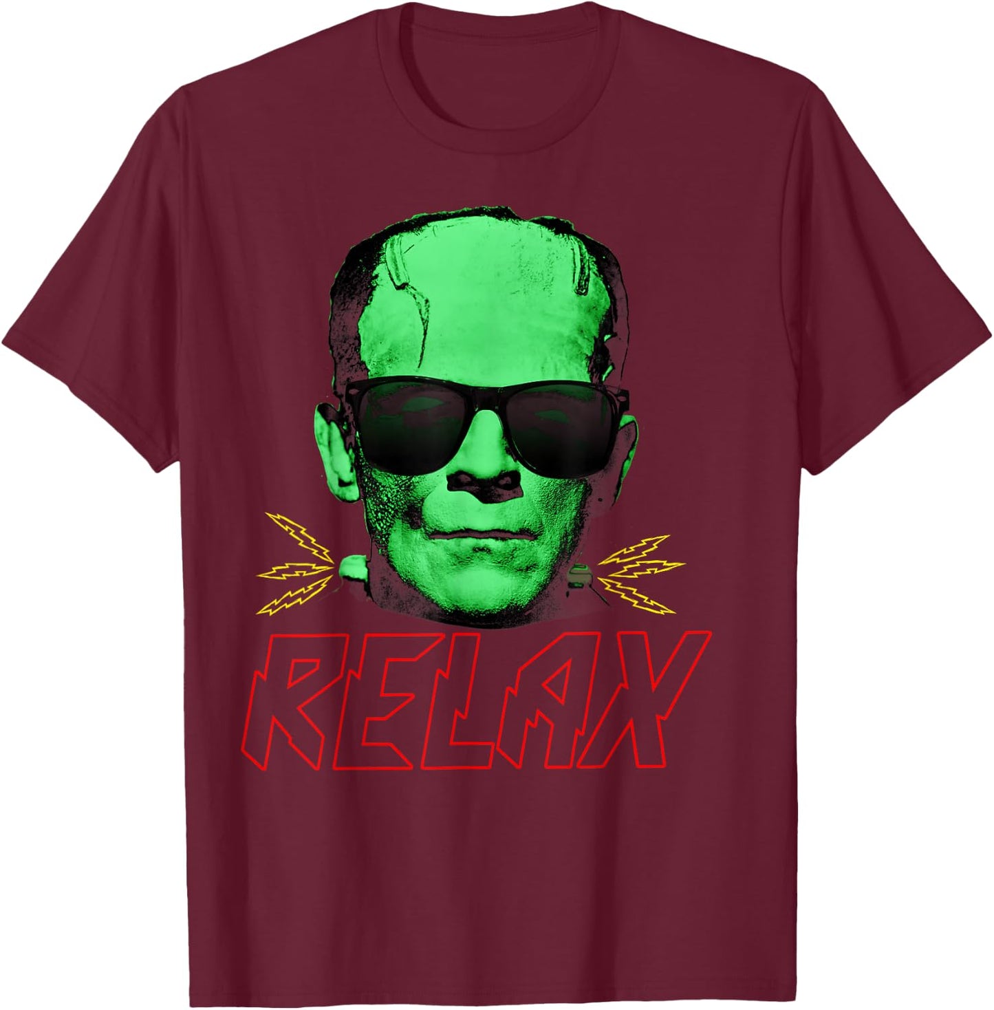 Universal Monsters Frankenstein Relax T-Shirt - T-Shirt | Maroon