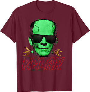 Universal Monsters Frankenstein Relax T-Shirt - T-Shirt | Maroon