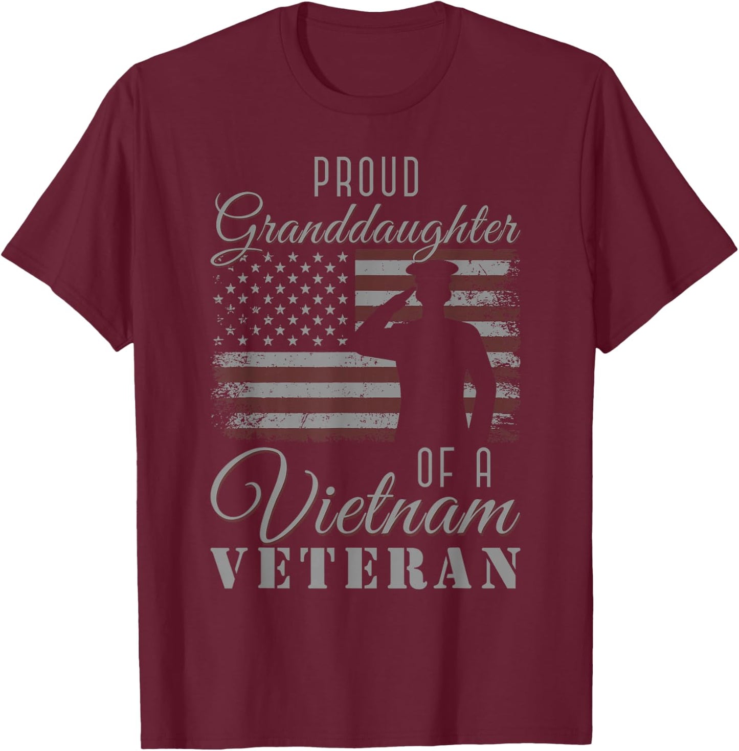 USA Flag Soldier Proud Granddaughter of A Vietnam Veteran T-Shirt - T-Shirt | Maroon