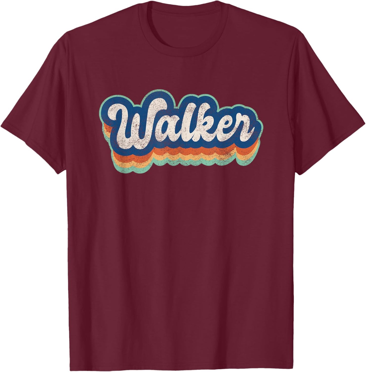 Walker First Name Boy Vintage Style 70s 80s Personalized T-Shirt - T-Shirt | Maroon