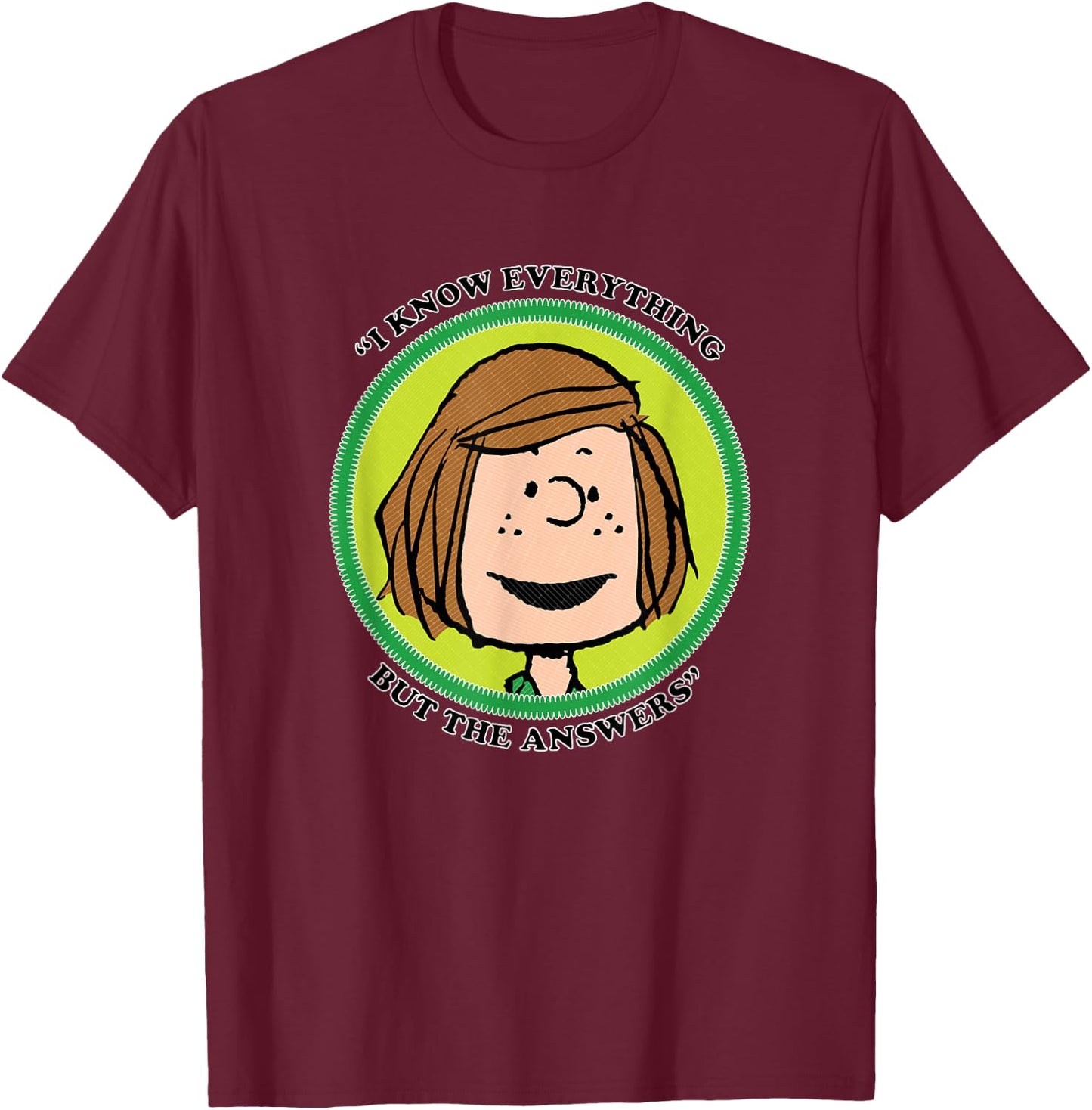 Peanuts Peppermint Patty Badge T-Shirt - T-Shirt | Maroon
